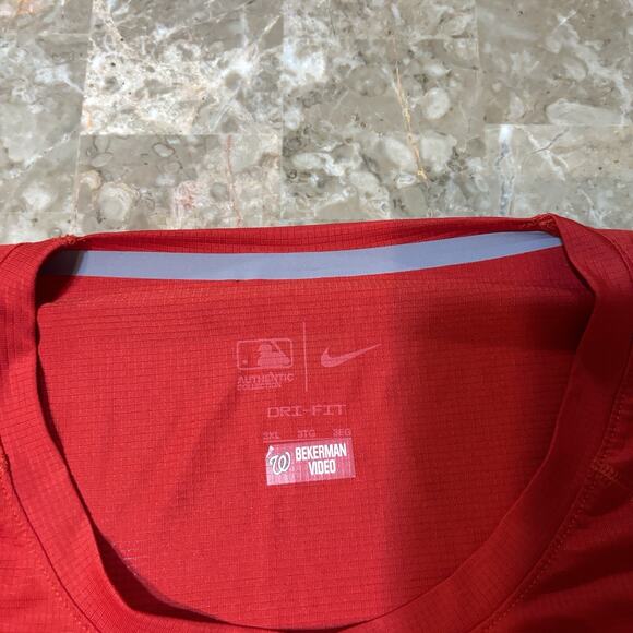 Nike MLB Shirt Mens 2XL Red Washington Nationals Baseball Team Issue NKXH - Picture 3 of 9